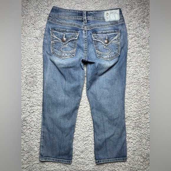 Silver Jeans Womens 27 Suki Surplus Capri Big Stitch Flap Pockets Low Rise Fest - Picture 5 of 7
